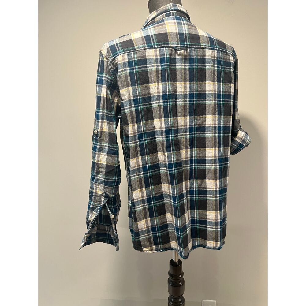 Urban Pipeline 100% Cotton Button Down Plaid Casual Shirt Blue Gray Large JL - Picture 5 of 12